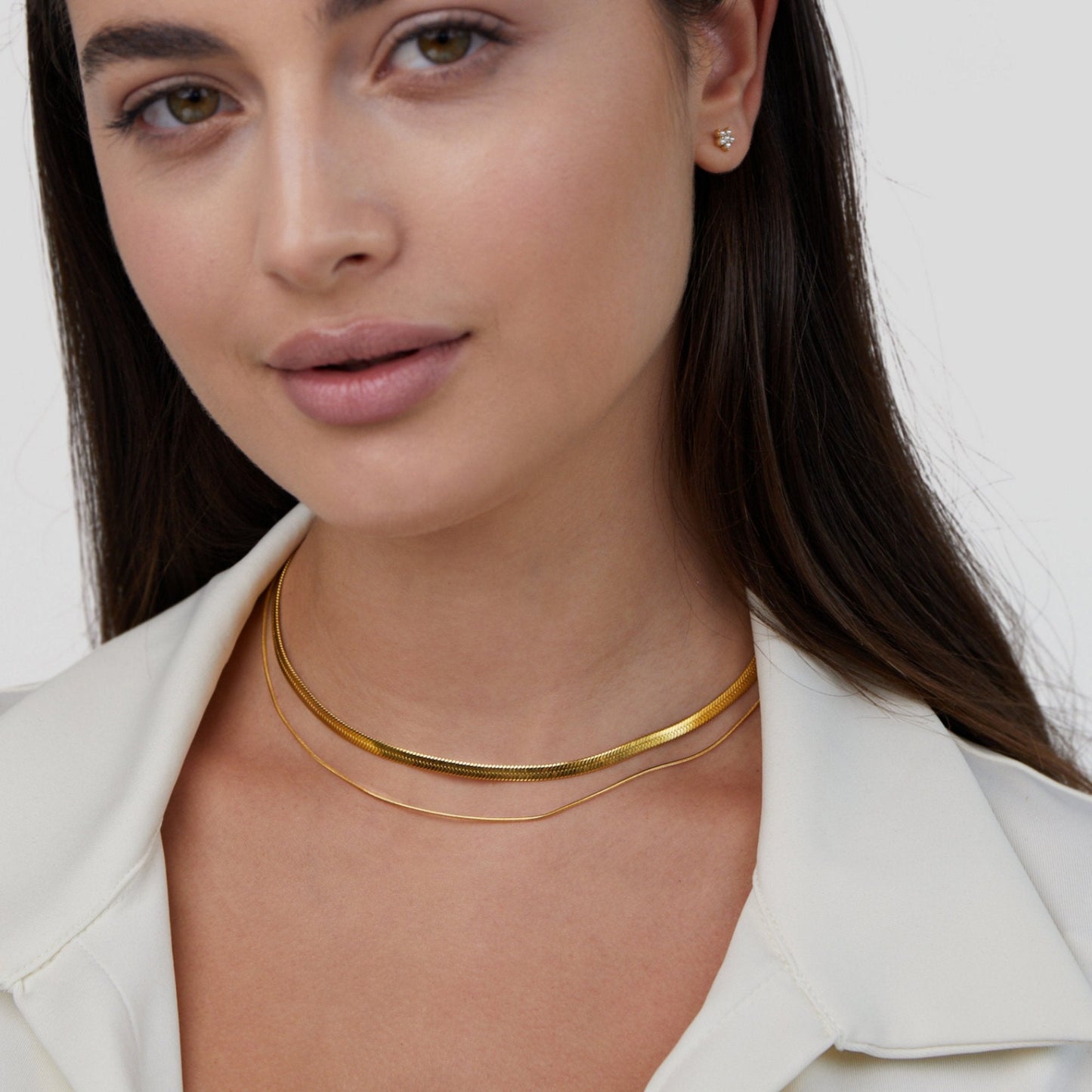 Collier plastron lisse double – Lise