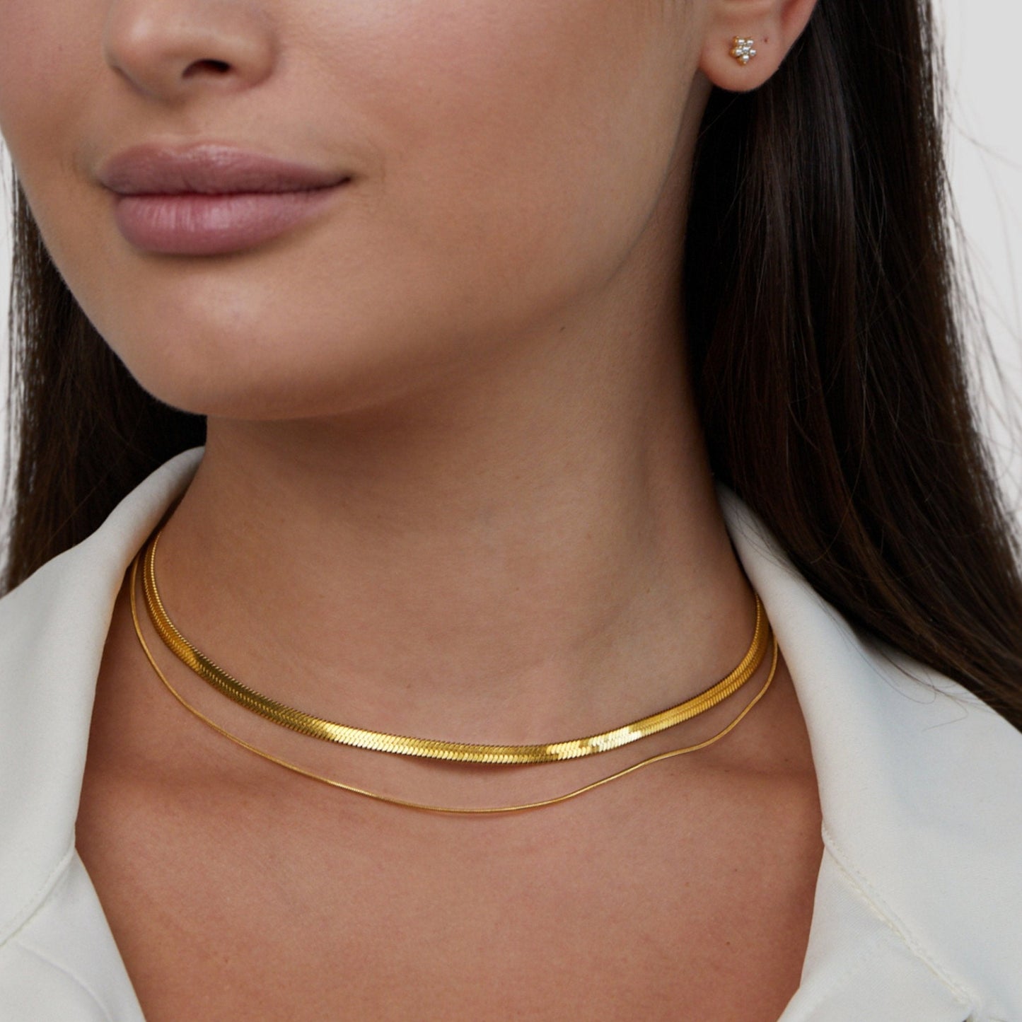 Collier plastron lisse double – Lise