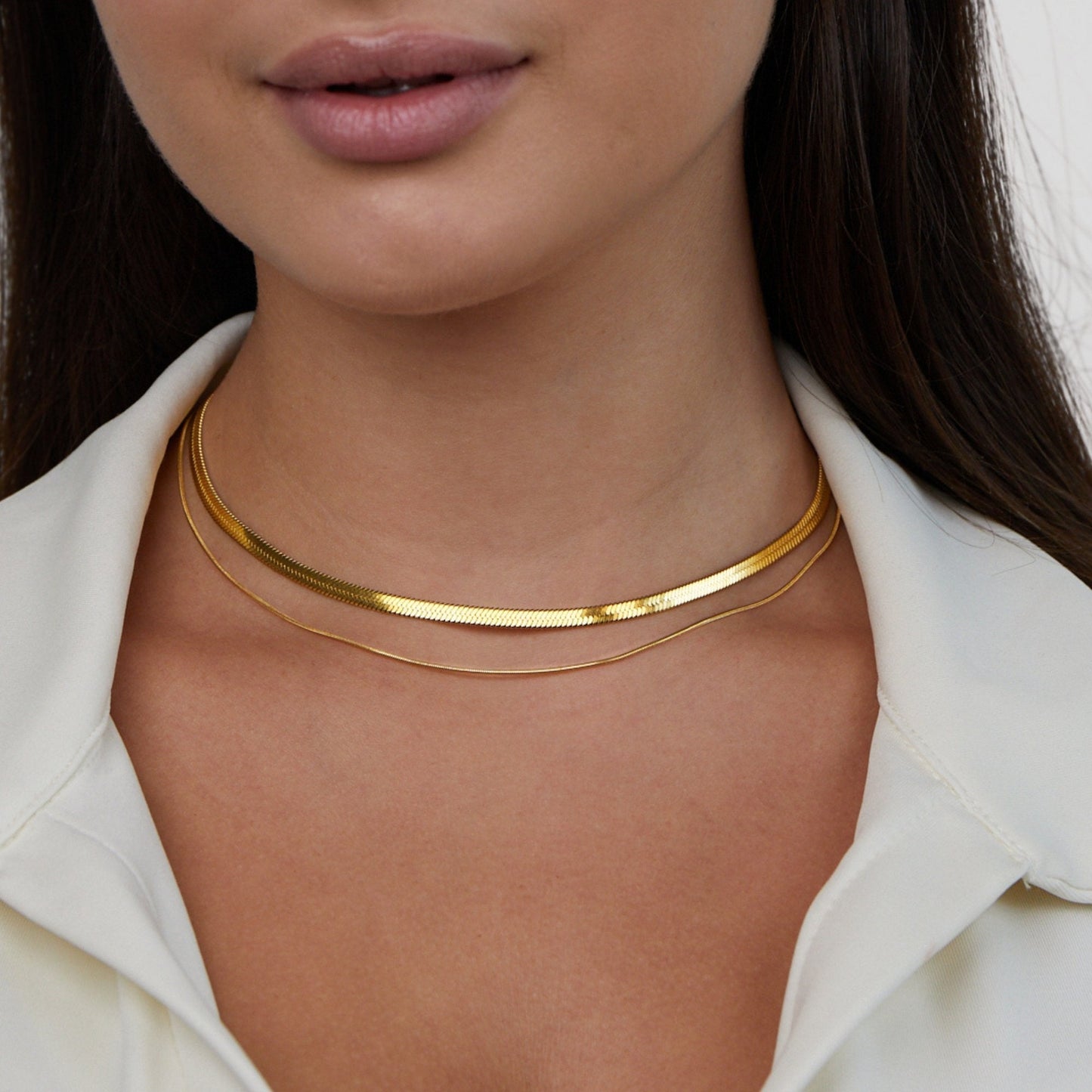 Collier plastron lisse double – Lise