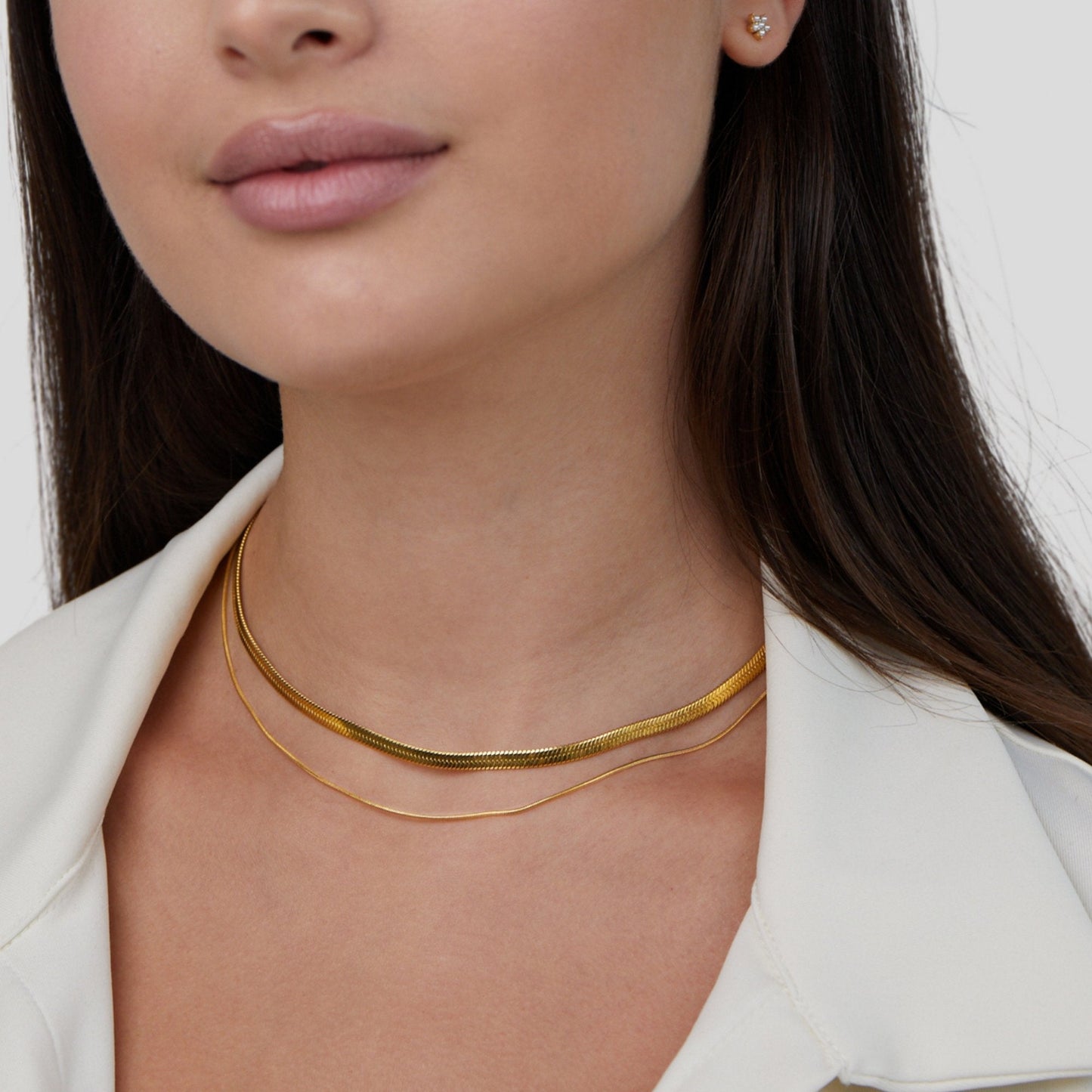 Collier plastron lisse double – Lise
