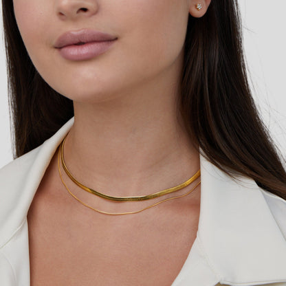 Collier plastron lisse double – Lise