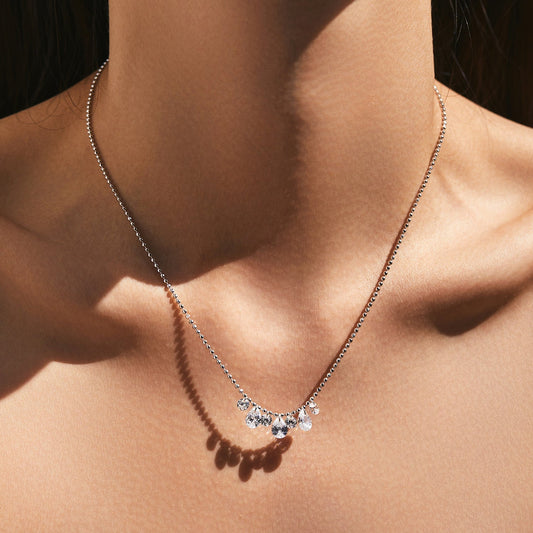 Collier pendentifs goutte argent pierres cristallines – Lila