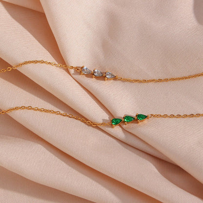 Bracelet chaîne plaqué or cristaux goutte – Lina