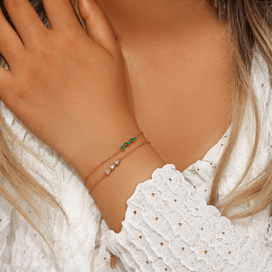 Bracelet chaîne plaqué or cristaux goutte – Lina
