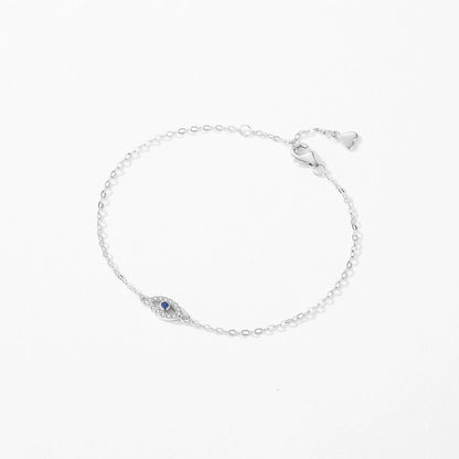 Bracelet chaîne argent pendentif œil cristaux bleu – Noé