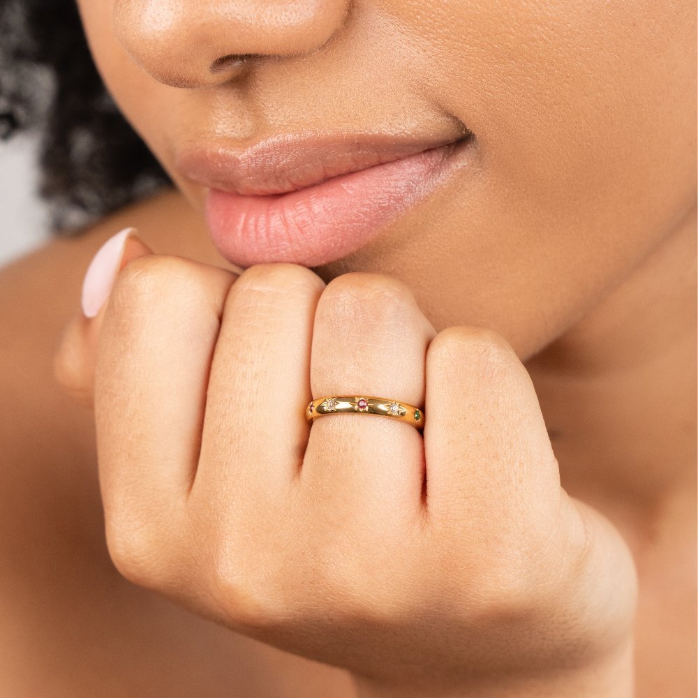 Bague étoiles multicolores Or – Lina