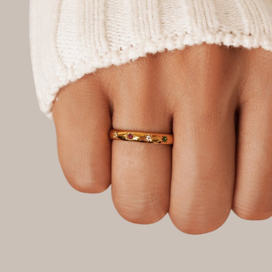 Bague étoiles multicolores Or – Lina